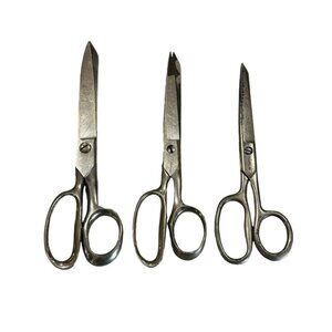 3 Vintage Pairs Of Scissors Grantline Larkin Sharp Crafting Office Supplies 8”